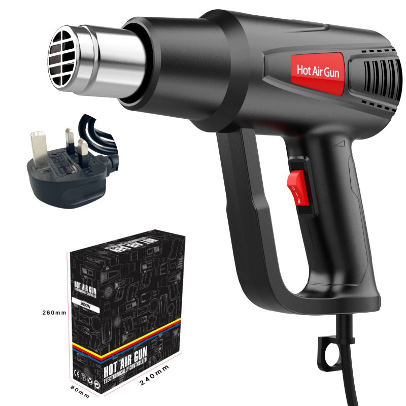 Fuente de fábrica de 2000W pistolas de aire caliente domésticas comerciales de película de cocción térmica pistolas de aire caliente industriales de dos velocidades