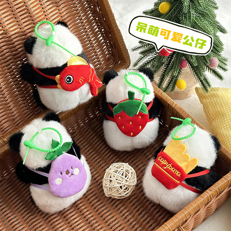 Máquina de muñecas de simulación de muñecas de peluche pandas gigantes recuerdos de muñecas de peluche de 4 pulgadas colgantes al por mayor