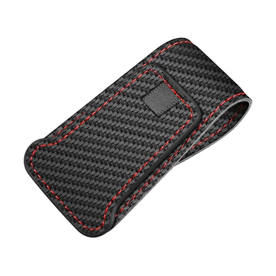 Leather Card Holder Car — Car Glasses Clip/Bill Clip - leather-clip-carbon-fiber-pattern
