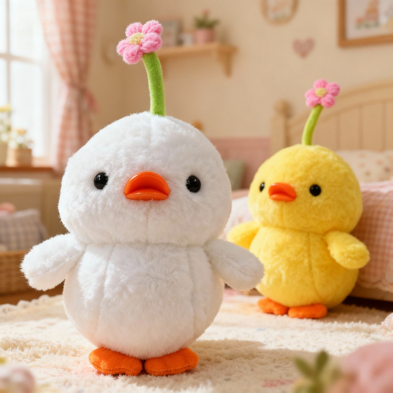 Cute alegre pollo juguete de peluche muñeca muñeca para niños agarrar muñeca mesa acompañada de decoración regalo de cumpleaños para chicas