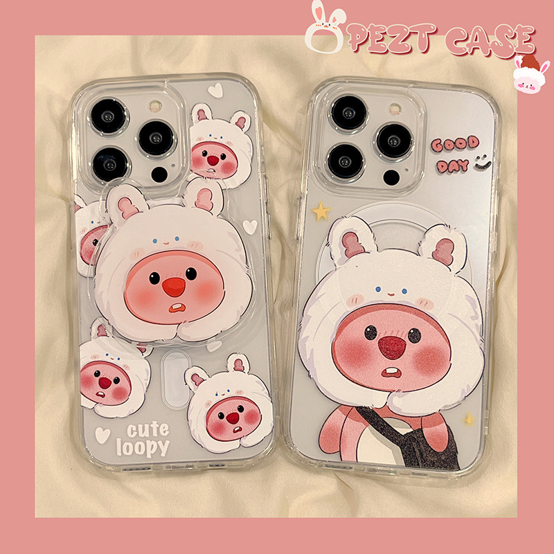Internet red cartoon cute loopy with bracket for Apple 14ProMax mobile phone case magnetic iPhone1316