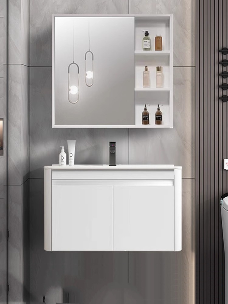 Engrosada panal de aluminio redondeado gris blanco baño gabinete de cerámica integrado Lavado de Manos lavabo combinación lavabo