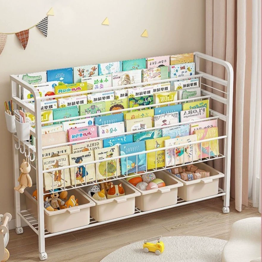 Стеллаж для хранения большой емкости, простая бытовая напольная детская книжная полка для чтения, детская книжная полка, стеллаж для книг с картинками, хранилище для игрушек