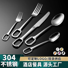 工場直売高級304ステンレス食器セットホテル洋食ステーキナイフフォークスプーンデザートスプーンフォーク金色