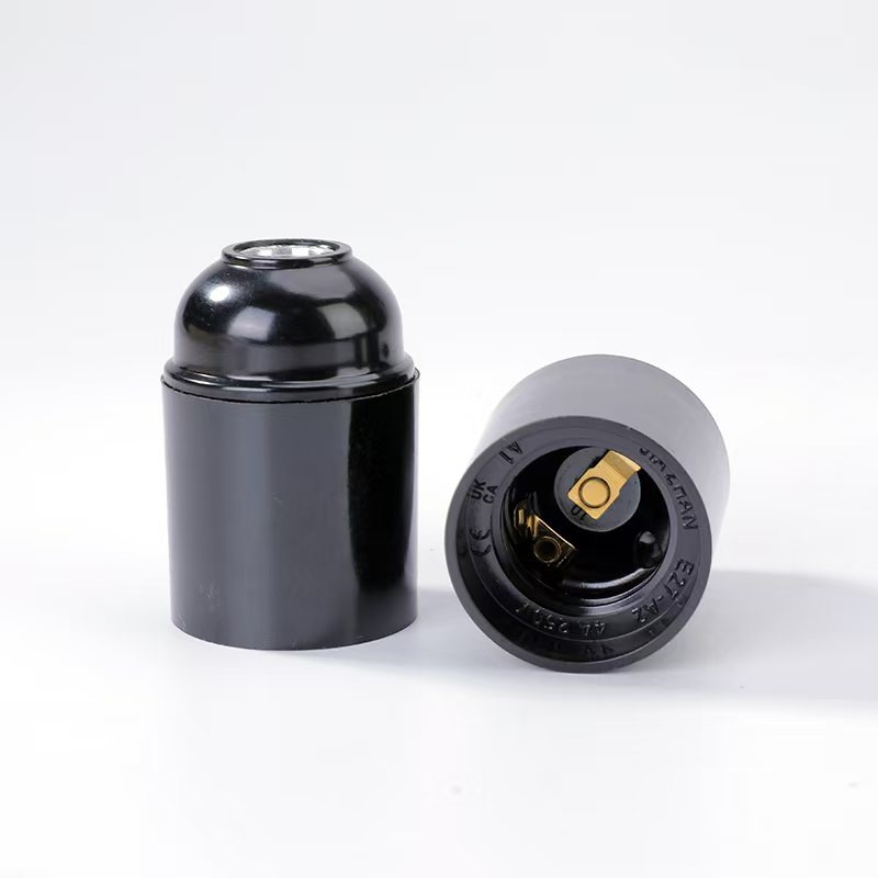 Inventario de madera eléctrica E27 cuerpo desnudo auto-bloqueo soporte de lámpara tornillo E27 metal impermeable tipo diente de ficha cuerpo desnudo e27 accesorios de cabeza de lámpara
