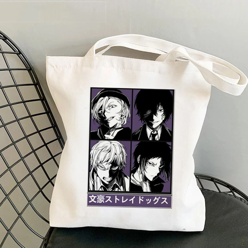Comercio extranjero transfronterizo Bungou Stray Dogs impresión bolsa de lona Harajuku bolsa de hombro bolsa de moda bolsa de compras