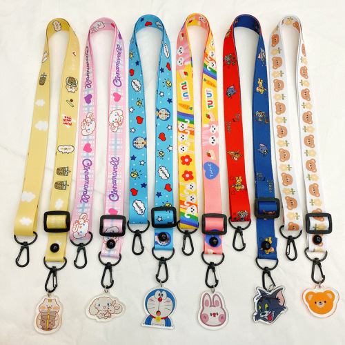 Cartoon diagonal lanyard mobile phone strap camera ID diy rope keychain lanyard adjustable diagonal strap