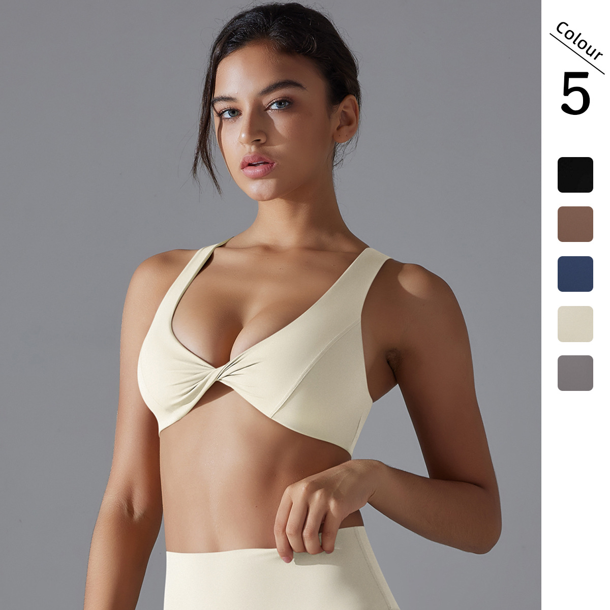 Nuevo color sólido de doble cara nylon sexy bajo pecho hermoso espalda ropa interior deportiva apretada alta elástica ropa de yoga sujetador de salud mujer