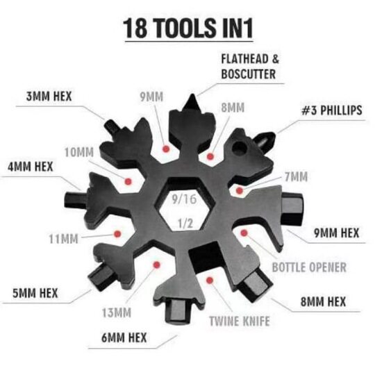 Snowflake multi-function tool snowflake wrench mini screwdriver hexagon octagonal portable universal tool card