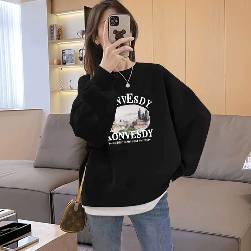 Прямая поставка с фабрики, Корейская версия свободного повседневного Тома с круглым вырезом Joker, утолщенного осенне-зимнего женского свитера на флисовой подкладке