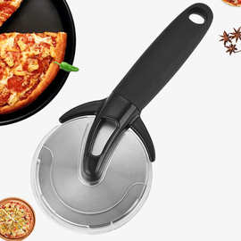 现货不锈钢切饼器塑料长手柄披萨刀轮pizza cutter带防护套介饼刀