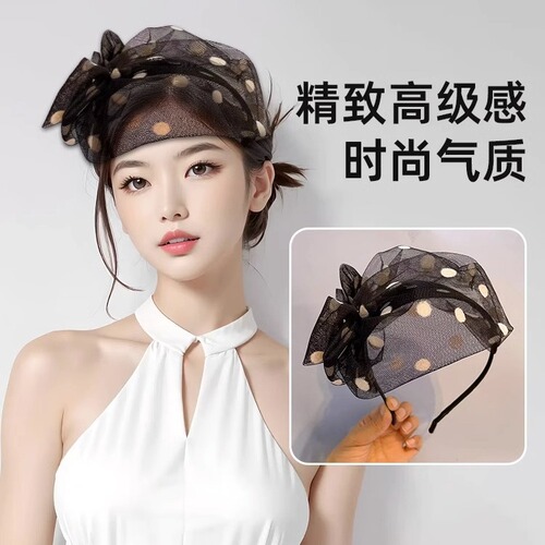 High-end headwear for women, retro style half-hat headband, versatile temperament, organza headband, small face,  new style