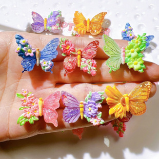 Resin Patch Handmade Material Cream Glue Mobile Phone Case DIY Kidsren's Hairpin Hair Accessories Hat Decorative Flower Butterfly
