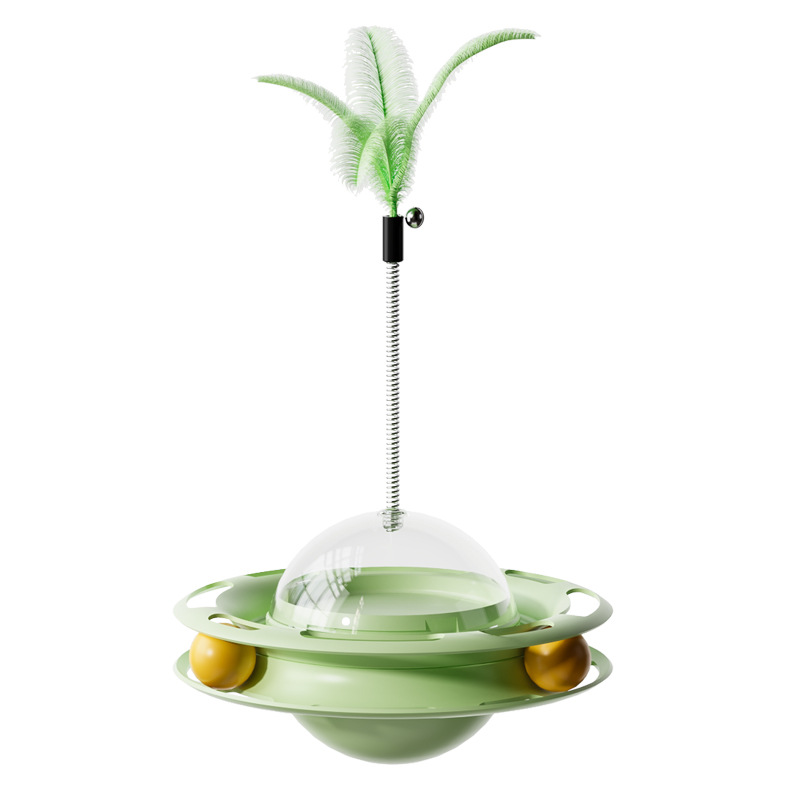 Gato con fugas plato giratorio de comida, plumas de juguete, palo de gato divertido, artefacto interactivo de gato, auto-hola, vaso aburrido, frisbee al por mayor