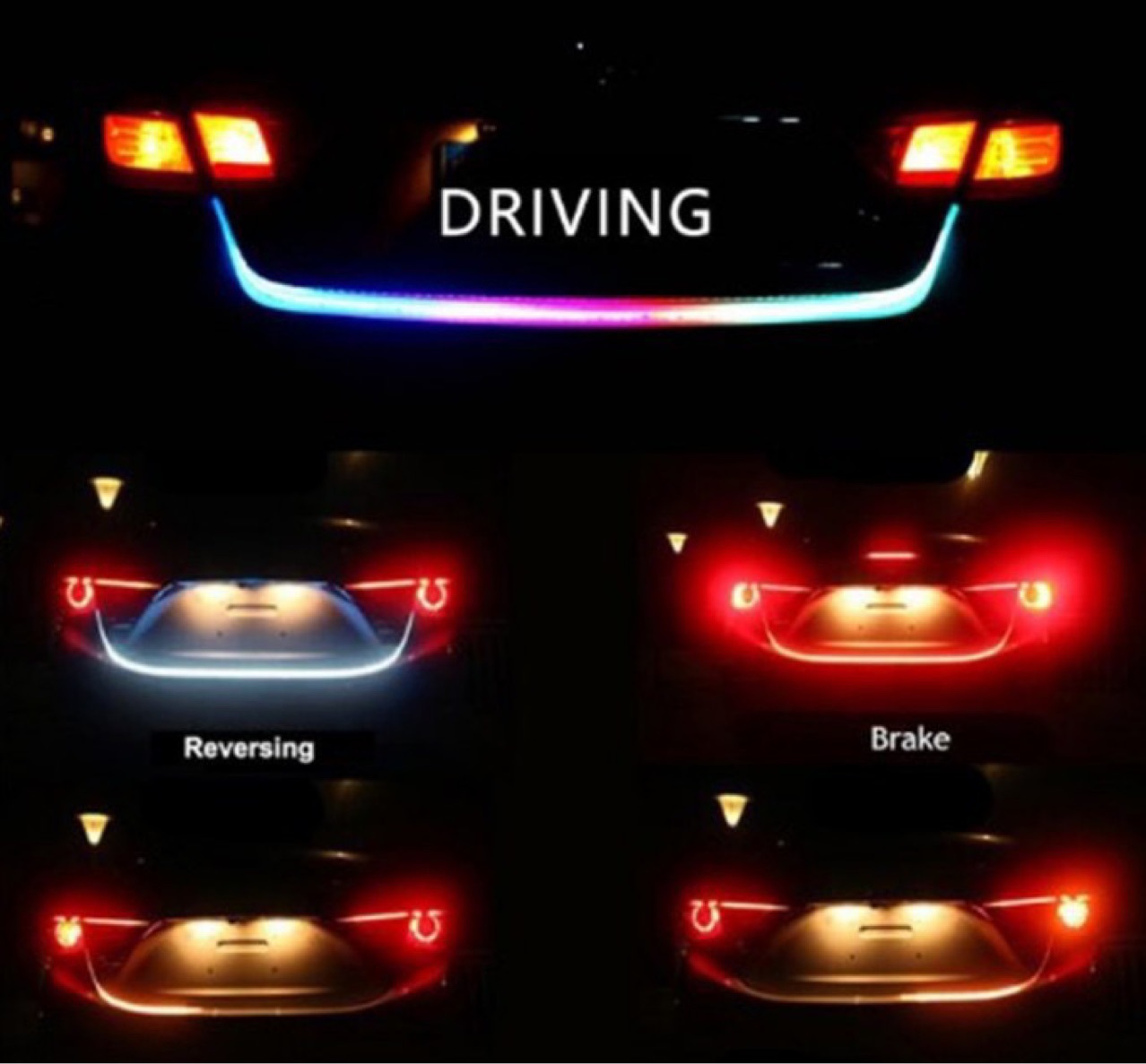 Car Trunk Light, Running Light, Led Modified Light, Multi-Color Anti-Rear-End Collision Brake Light, Rear Tail Light, Turn Signal, Trunk Light