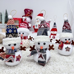 国境を越えたクリスマスかわいい公仔帽子雪だるま人形クリスマスツリー装飾ストラップギフト箱ぬいぐるみ飾り