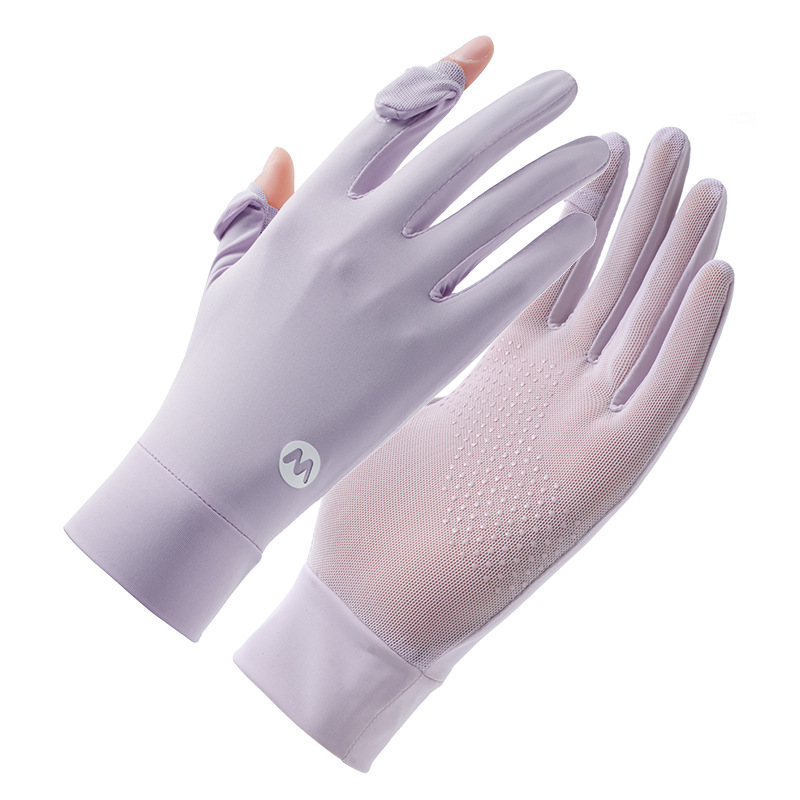 Guantes de protección solar para mujer de verano, sombra al aire libre, conducción, conductor de seda de hielo, deportes de conducción, guantes de seda de hielo cortos y ligeros