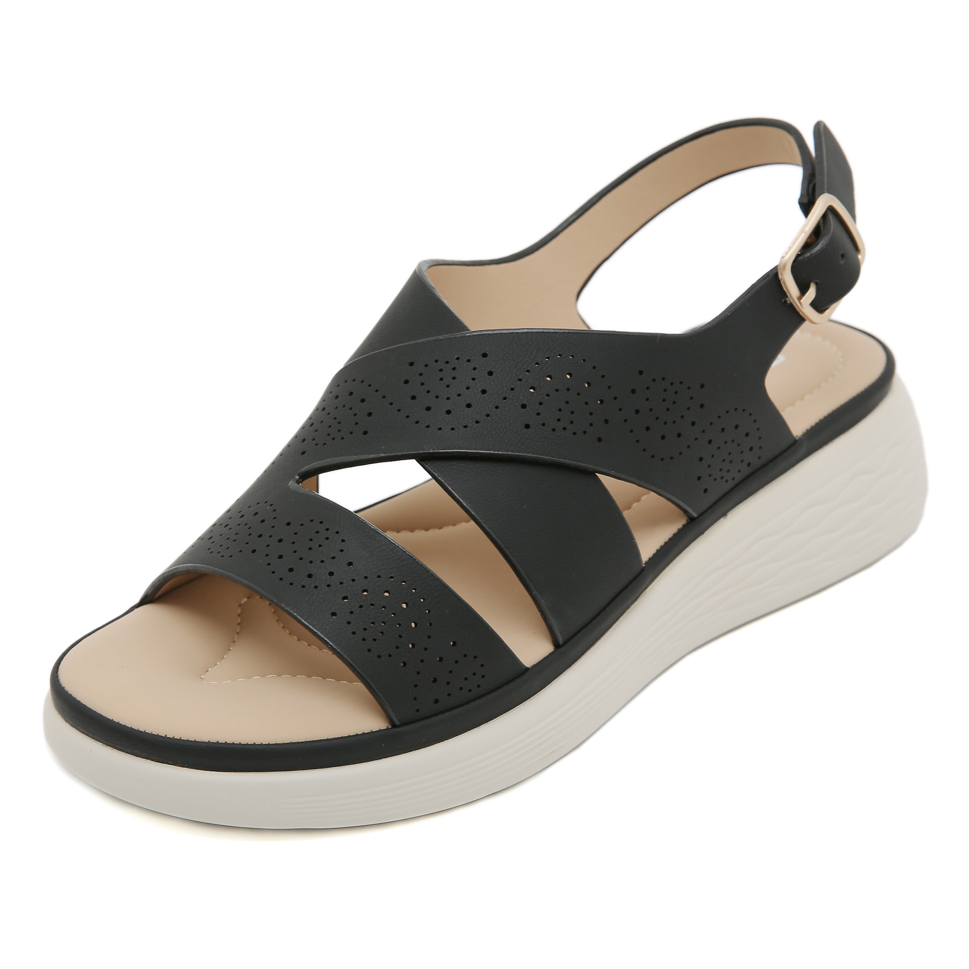 (No vendido) 2025 nuevo punto de fondo grueso ligero antideslizante cómodo sandalias deportivas casuales de hebilla para mujeres