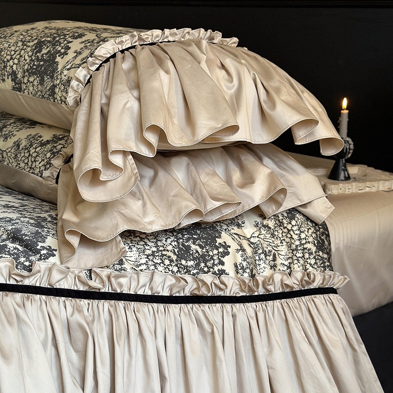 Conjunto de cama 4 peças estilo boho vintage francês_voghion.com