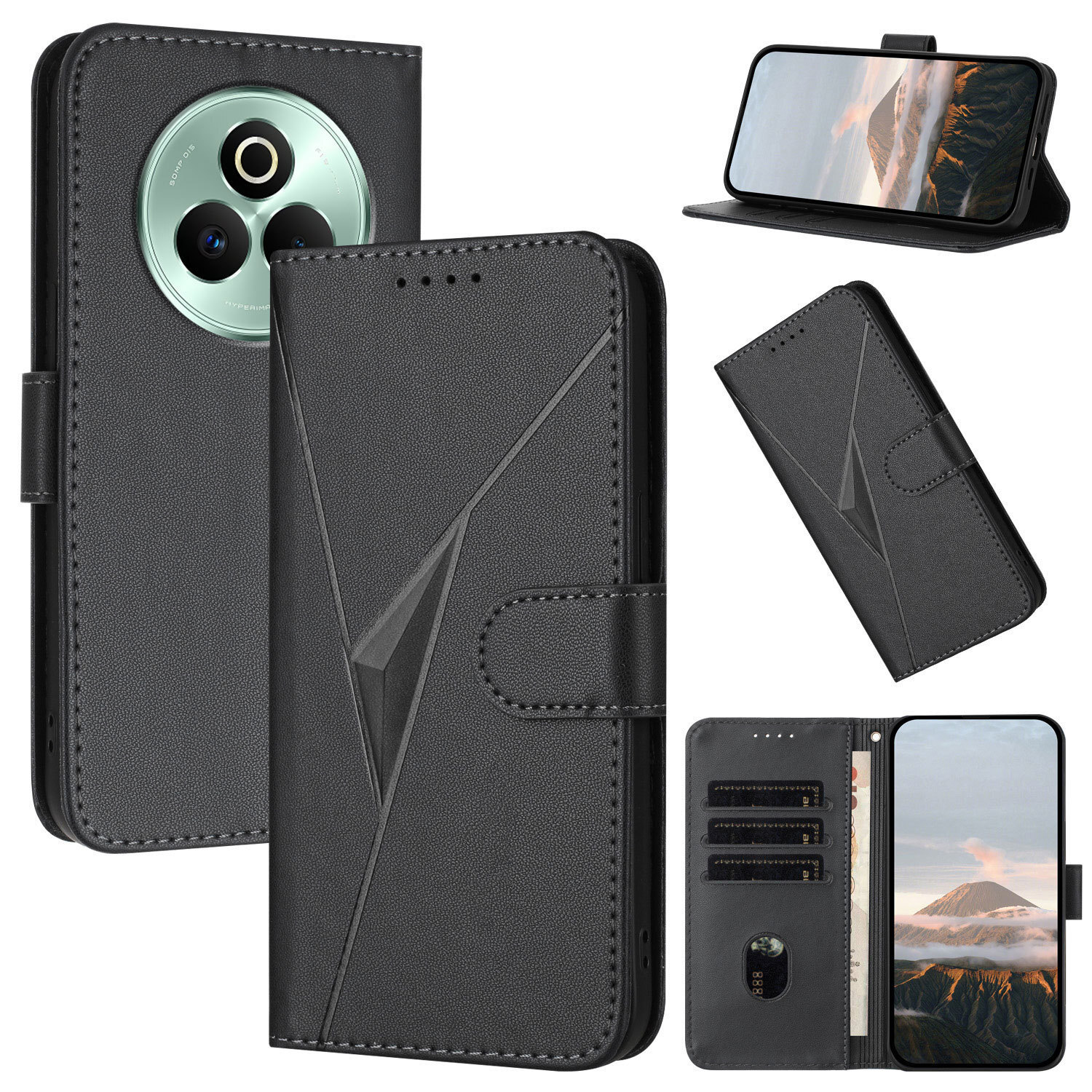 Suitable for Oppo Realme 15X Triangular-Shaped Model Realme 15t/14/13 Card-Inserting Phone Leather Case Suitable for Oppo Realme 15X Triangular-Shaped Model Realme 15t/14/13 Card-Inserting Phone Leather Case