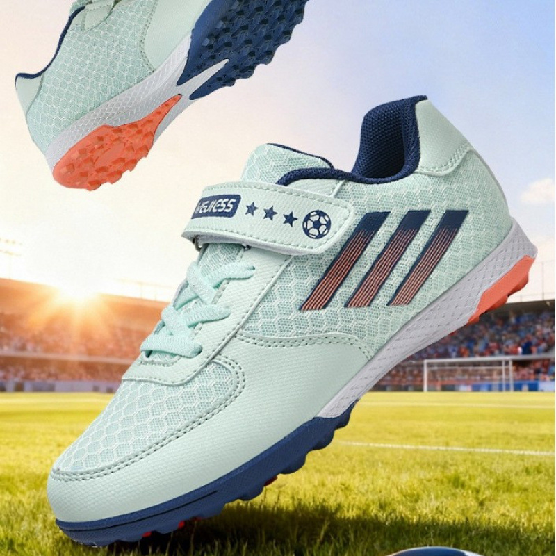 Zapatos de Fútbol Infantil con Tacos TF con Cierre de Velcro para Interiores y Exteriores