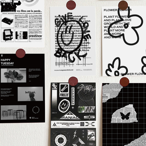 10 pieces of niche high-end black and white story card postcards home wall photo material minimalist self-adhesive decoration