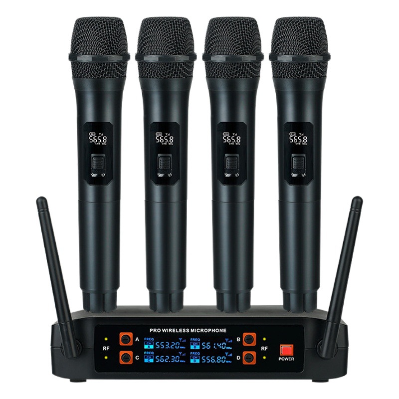 Micrófono inalámbrico karaoke en casa uno para cuatro audio al aire libre TV canto KTV karaoke Conferencia rendimiento micrófono