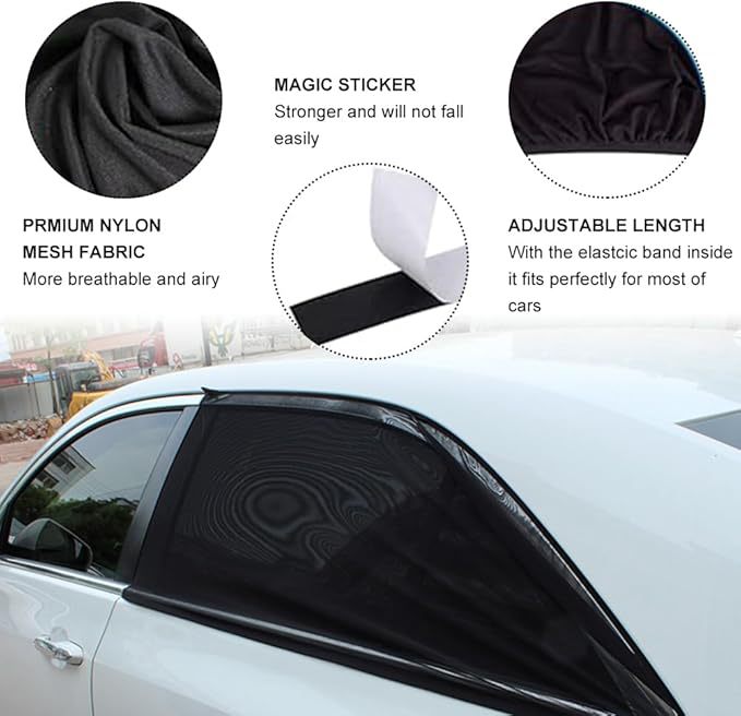 High Elastic Breathable Cover Full Window Mesh Car Sunshade Side Window Screen Mesh Protects Baby Pets from Sun Mosquitoes