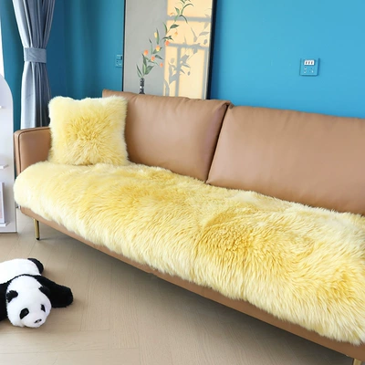Sofa Cushion Australian Sheepskin One-Piece: Wool pad - 40120cm-rectangle-beige-australian-sheepskin