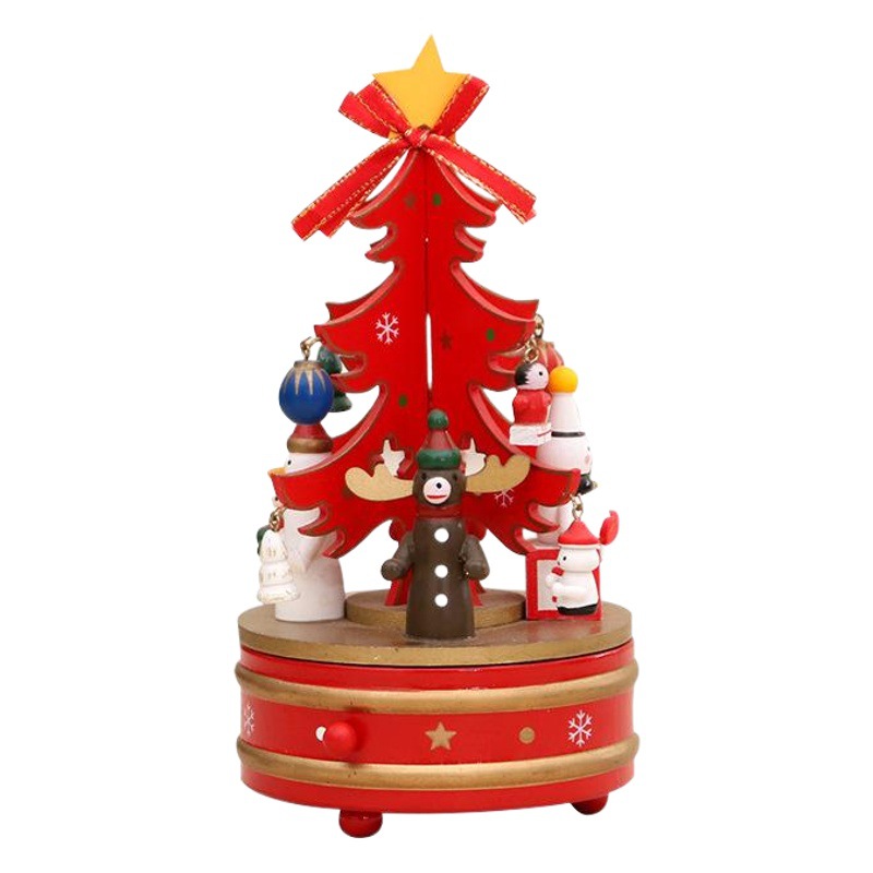 Decoraciones de Navidad caja de música giratoria de madera caja de Música árbol de Navidad decoración regalo de los niños regalo