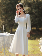 领证小白裙穿搭裙子登记情侣装轻婚纱订婚礼服平时可穿法式连衣裙