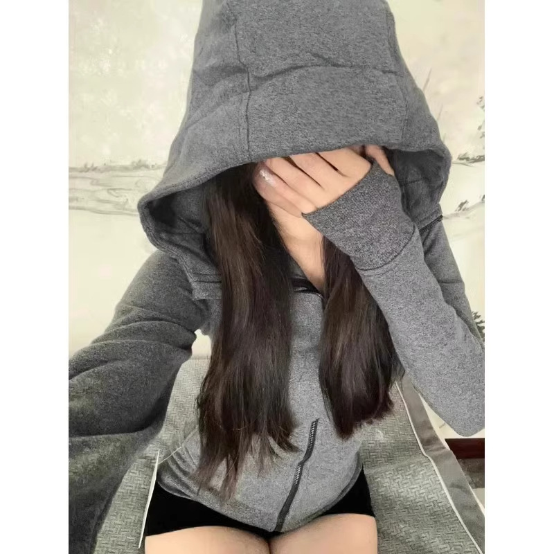 修身卫衣外套女款秋冬季开衫韩系小个子上衣2025新款收腰即墨卫衣|undefined