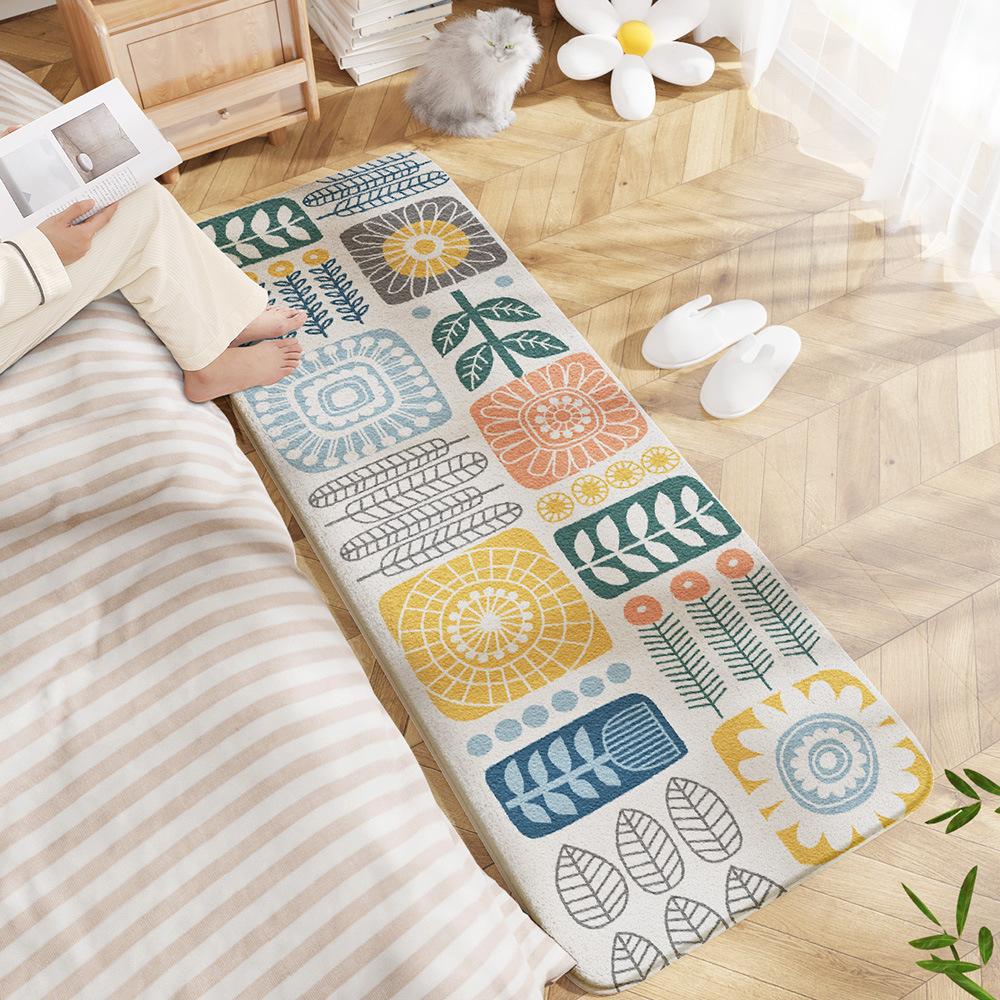 Cross-border modern minimalist home bedroom carpet floor mat long home room bedside lamb velvet non-slip foot mat