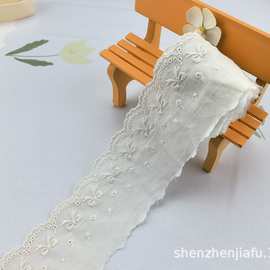 2024新品蝴蝶结棉布蕾丝花边布料镂空刺绣服装辅料绣花 布匹批发