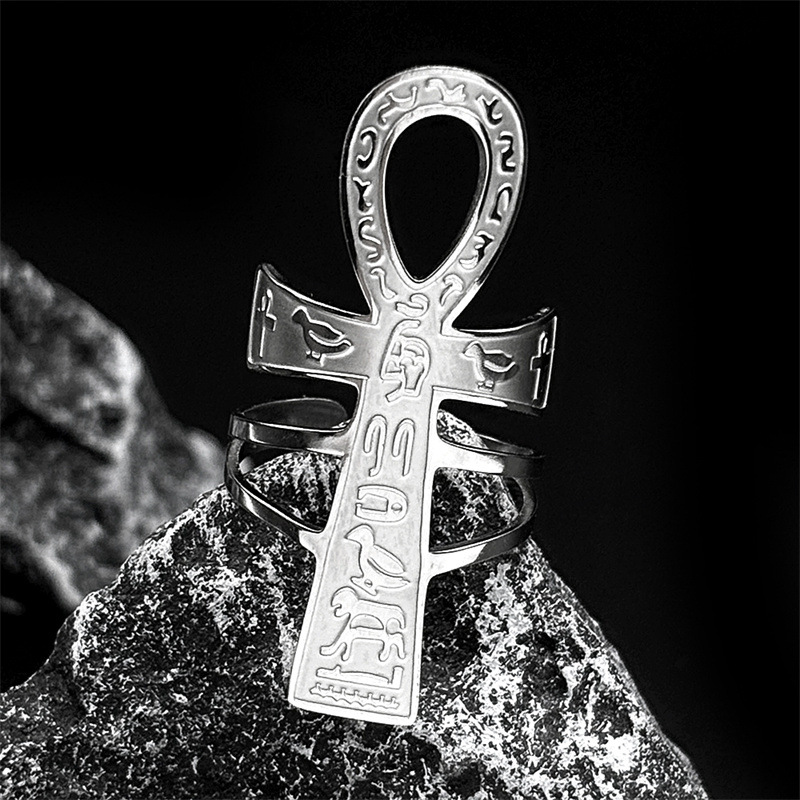 European And American Cross-border Stainless Steel Cross Men's Ring, Fashionable, Trendy, Unique, Vintage Egyptian_voghion.com