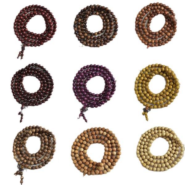 retro scarlet wood rosary sandalwood