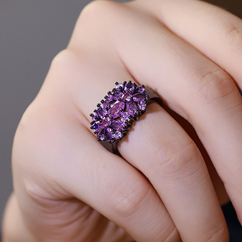 8g Weight Zircon Inlay Material Rings Classification 1 Piece Quantity Holiday, Daily Occasion Copper Material Flower Pattern All Seasons Season Women's Gender Sweet, Cool Style Style Wholesale Jewelry Sweet Cool Style Flower Copper Zircon Rings 3