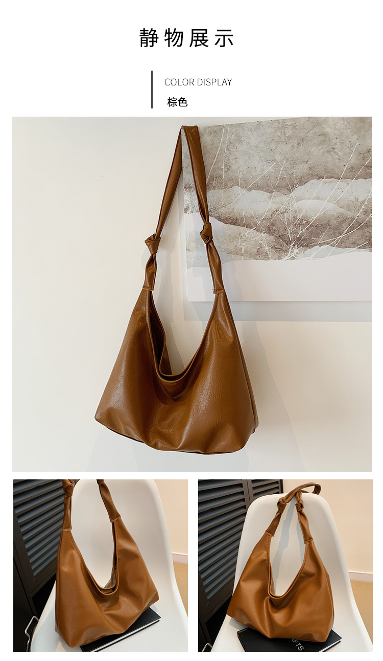 Large-capacity commuter bag for women, 2024 new style, fashionable and retro single-shoulder bag, casual and versatile, underarm tote soft leather bag undefined