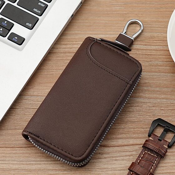 Key Bag Key Bag Men's Large Capacity Real Soft Leather Business Household Simple Zipper Waist Hanging Multi-function Card for Car