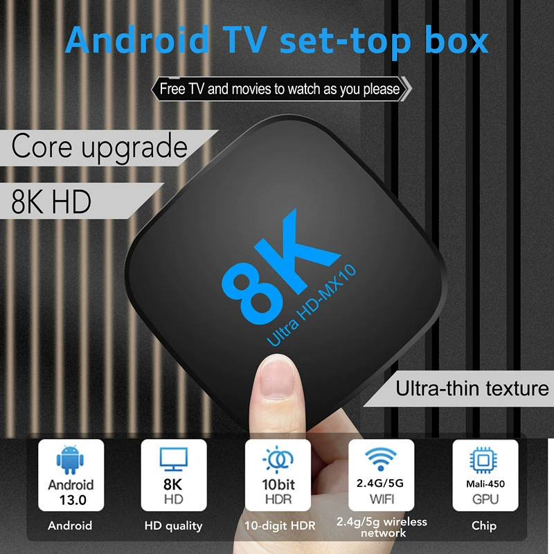 MX10 8K сетевой ТВ‑бокс Android TV, Android 13 ATV MX10 TV BOX