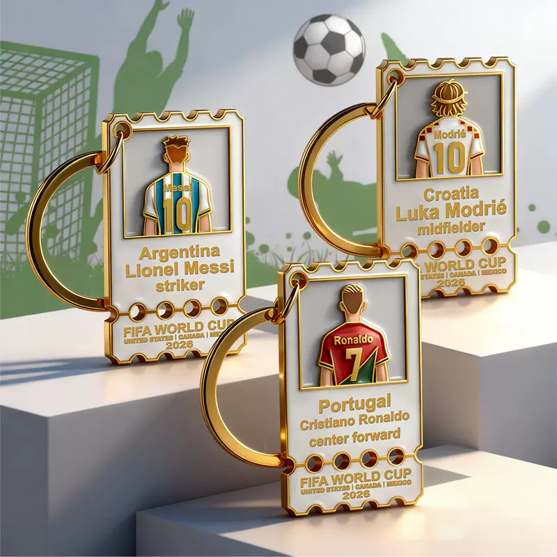 2026美加墨世界杯足球钥匙扣梅西C罗莫德里奇球迷纪念品高颜值