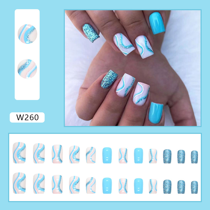 Stylish Press-on Nails Whitening Effect False Nails 24 Pieces Set_voghion.com