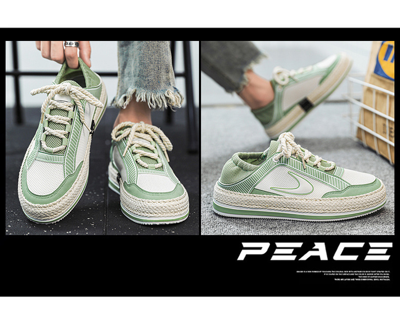 Scarpe da uomo autunnali Nuove scarpe sportive in mesh Un pedale Scarpe da marea intrecciate in paglia a doppio scopo con fondo spesso Scarpe casual da studente traspiranti da uomo_voghion.com