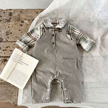 韩版ins新款婴儿连体衣男女宝宝开档背带裤哈衣洋气百搭爬服裤子