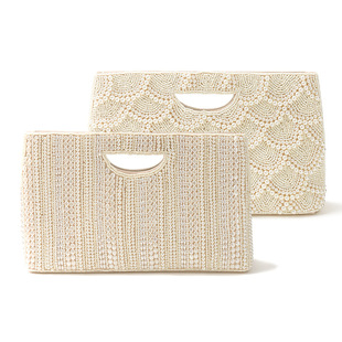 Cross-border vintage pearl handbag heavy handmade beaded embroidery high-grade bag evening bag beaded evening dress bag shoulder bag