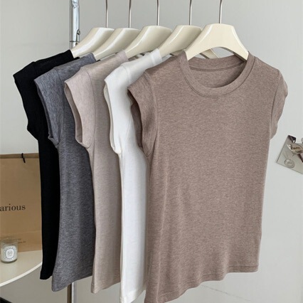 Lightweight and Comfortable Pure Cotton Sleeveless Regular Shoulder T-Shirt for Women, Summer Slim Fit Short Sleeve Top Wholesale Lightweight and Comfortable Pure Cotton Sleeveless Regular Shoulder T-Shirt for Women, Summer Slim Fit Short Sleeve Top Wholesale