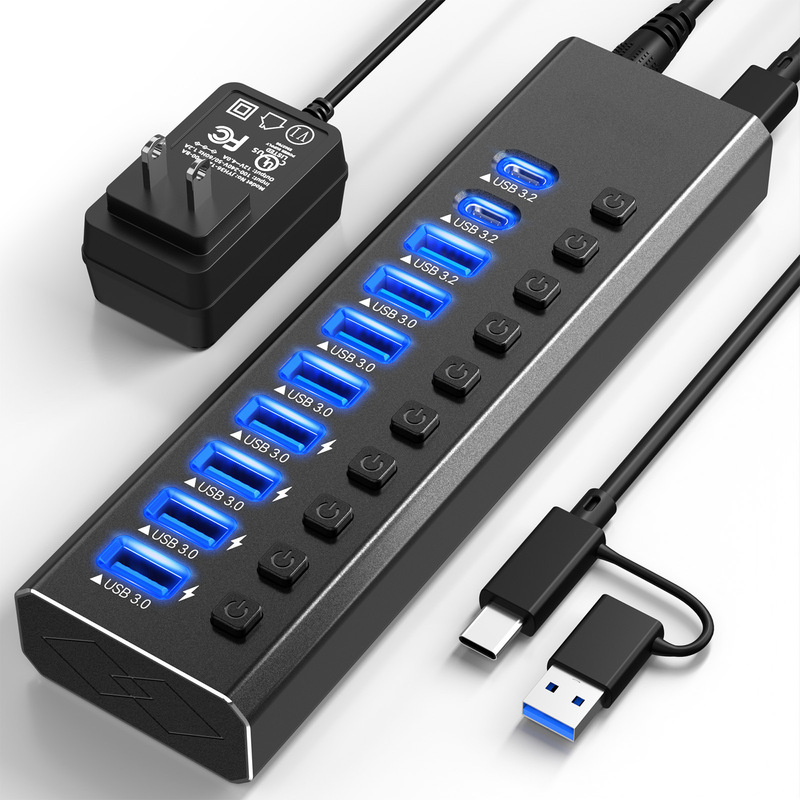 USB3.2HUB transmission charging docking station 10-port hub notebook mobile phone computer docking station with switch