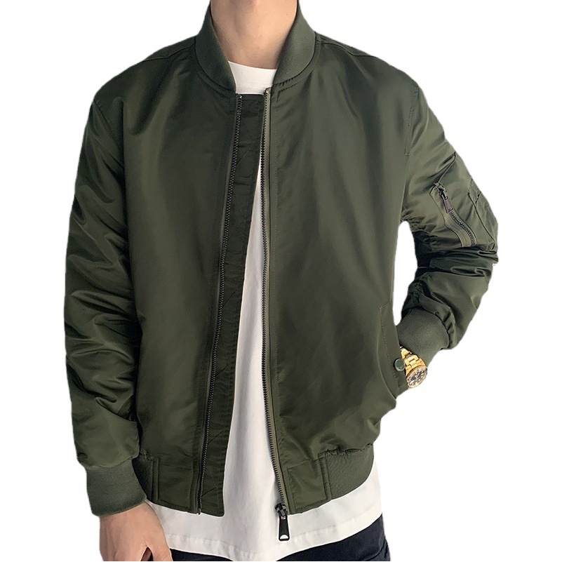 Piloto de la fuerza aérea chaqueta de los hombres de primavera y otoño nuevo color puro traje de vuelo casual chaqueta de los hombres de béisbol marca de moda