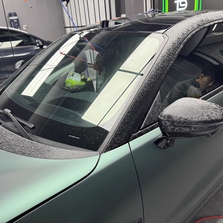 Car Pet Electroplated Color-Changing Film for Body Decoration and Interior Modification, Metaverse Ghost Matte Black Car Color-Changing Film