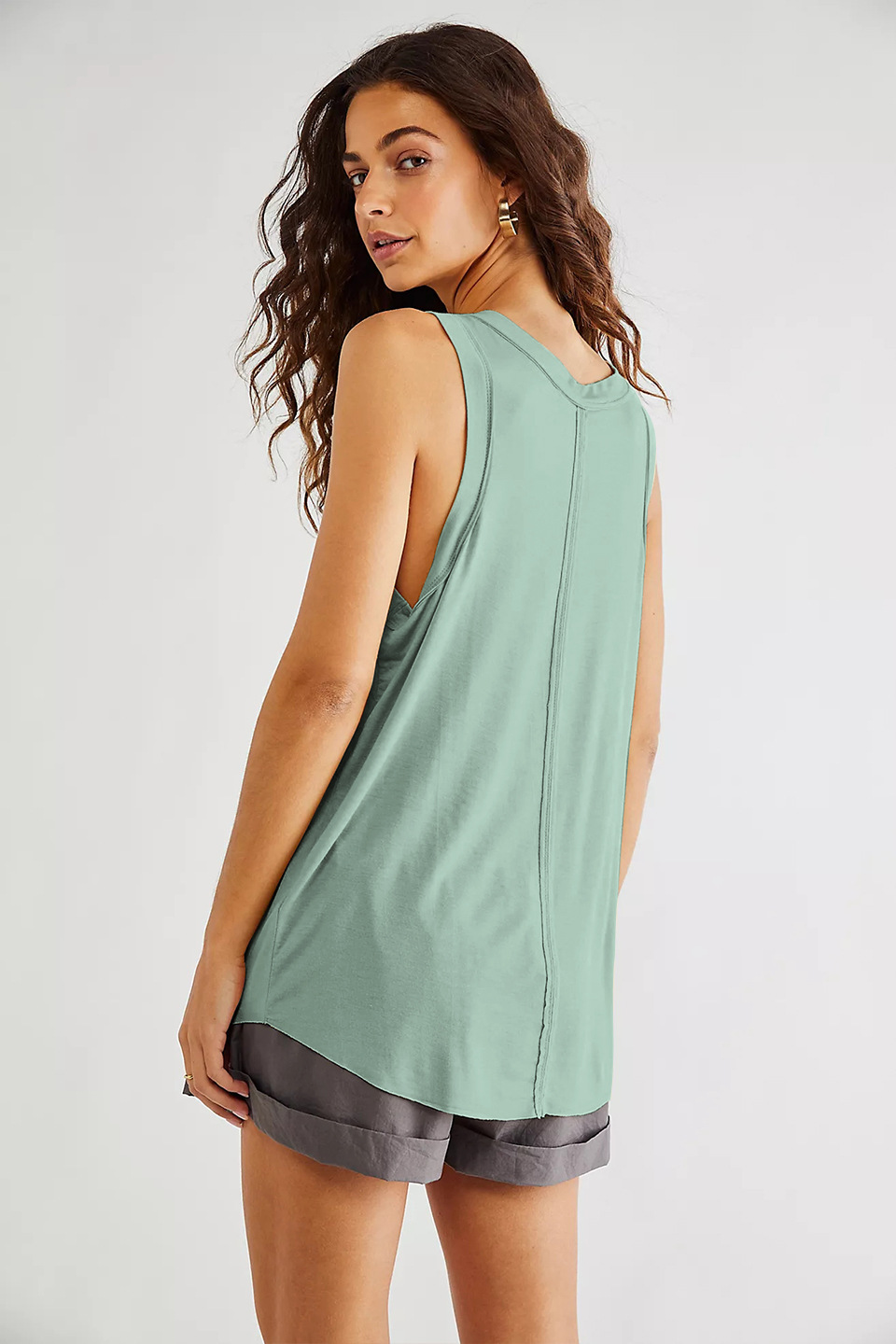 camiseta sin mangas holgada con cuello en V de color liso NSMID128660